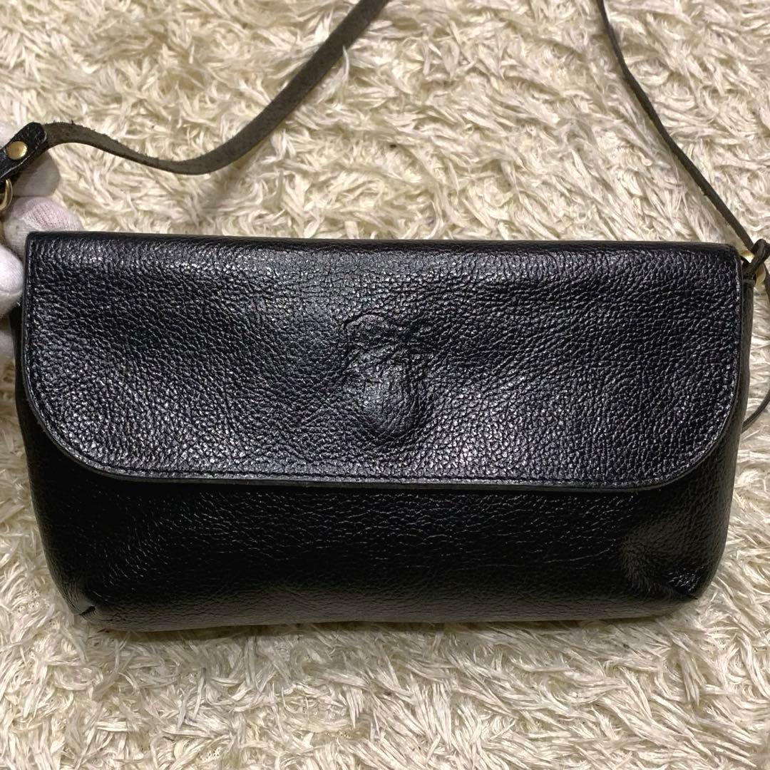 極美品✨イルビゾンテ ショルダーウォレット ブラック ロゴ レザー 革
