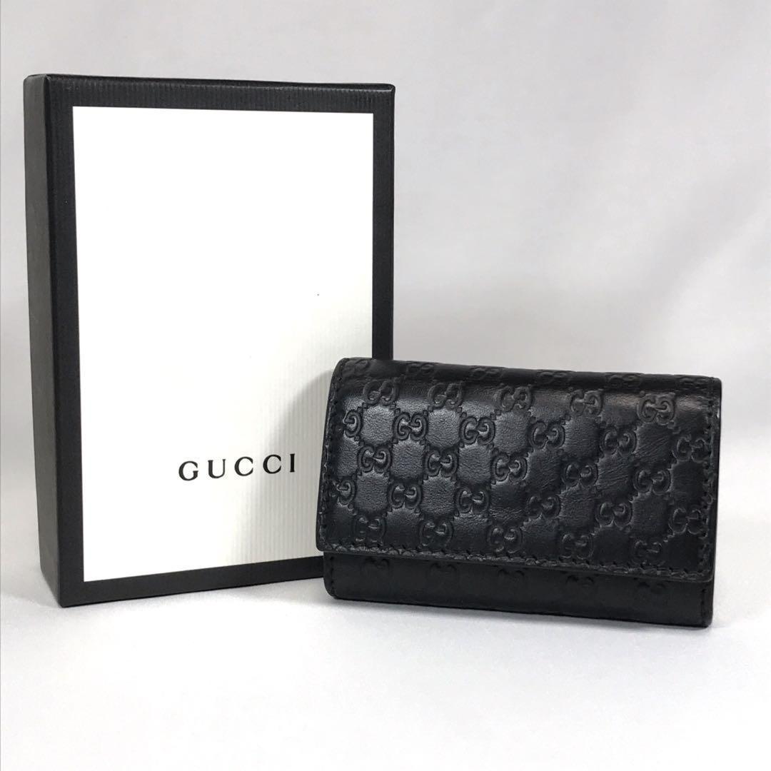 極美品　グッチ　キーケース　6連　マイクロシマ　 GG柄　ブラック
