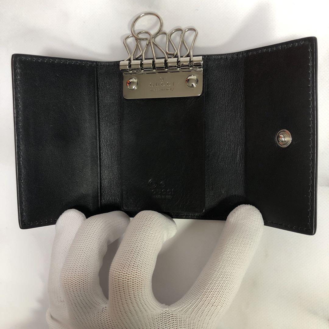 極美品　グッチ　キーケース　6連　マイクロシマ　 GG柄　ブラック