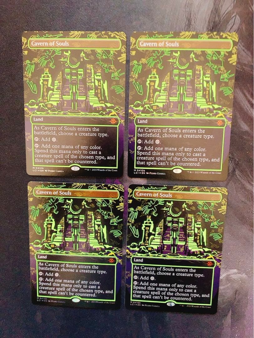 【ネオンfoil 黄色】魂の洞窟　英語　4枚セット