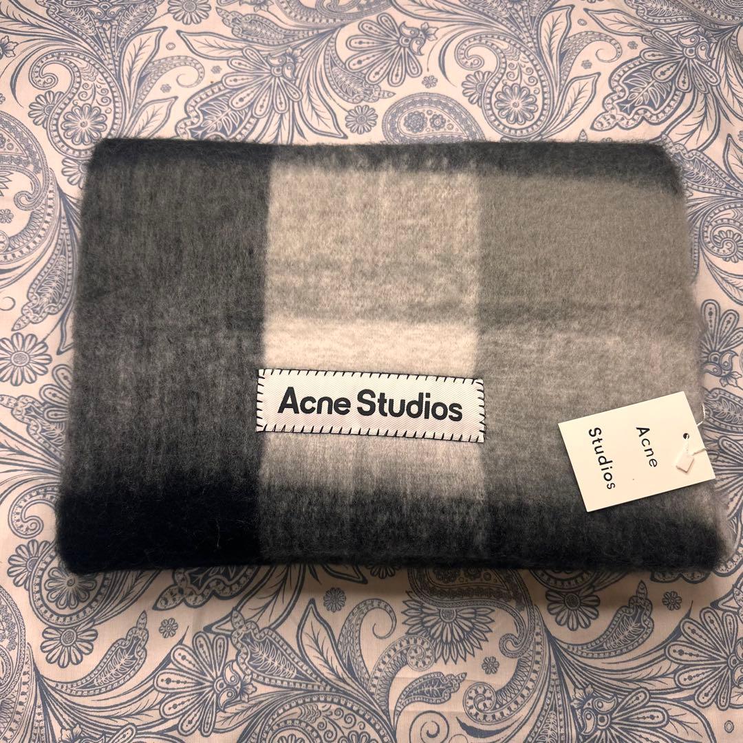 黒　ACNE STUDIOS 新品未使用 モヘアチェック柄スカーフ　マフラー