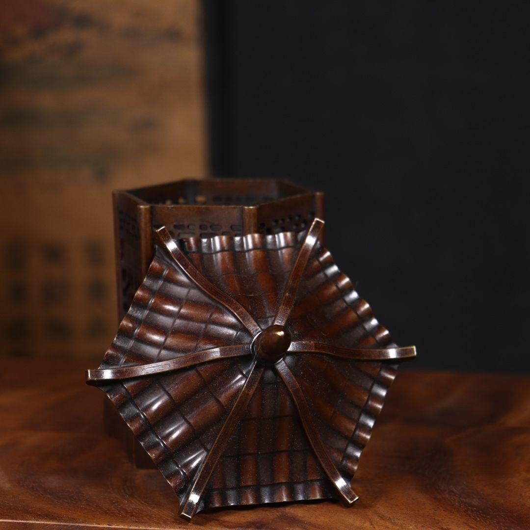 銅製 亭子薫香炉 茶道具 香道具 装飾品 工芸品 美術品 置物