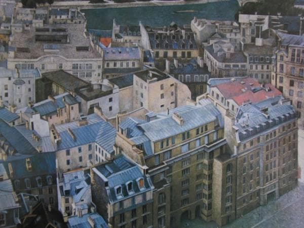 山本知克、河のある街、希少画集画、新品額装付、状態良好