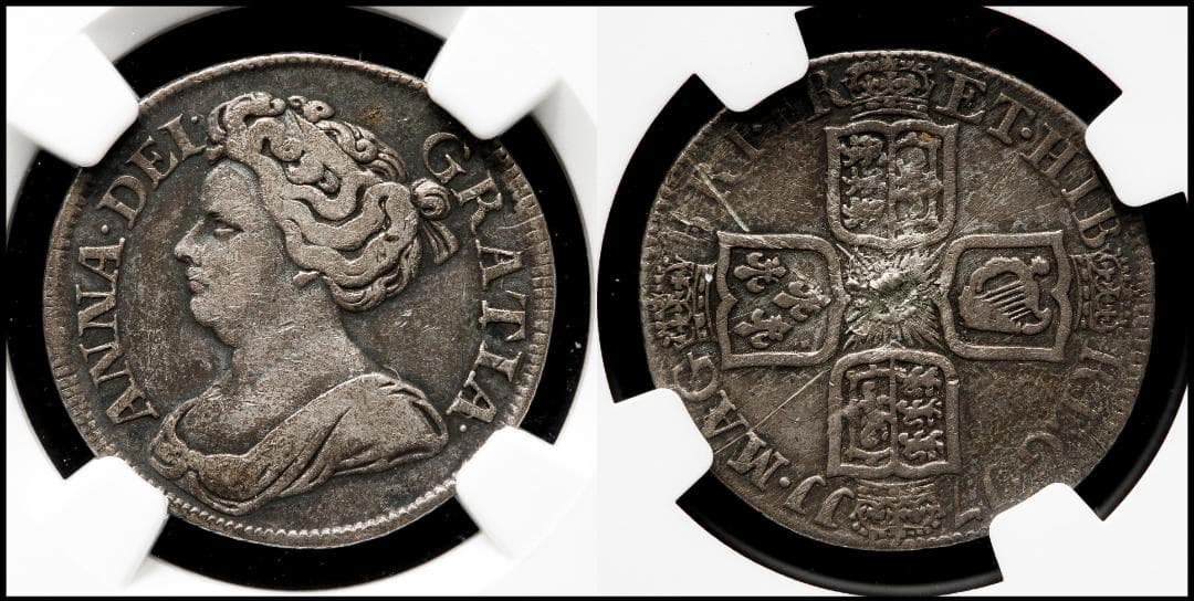 希少 NGC-VF イギリス　アン女王 1711 4th bust 　銀貨
