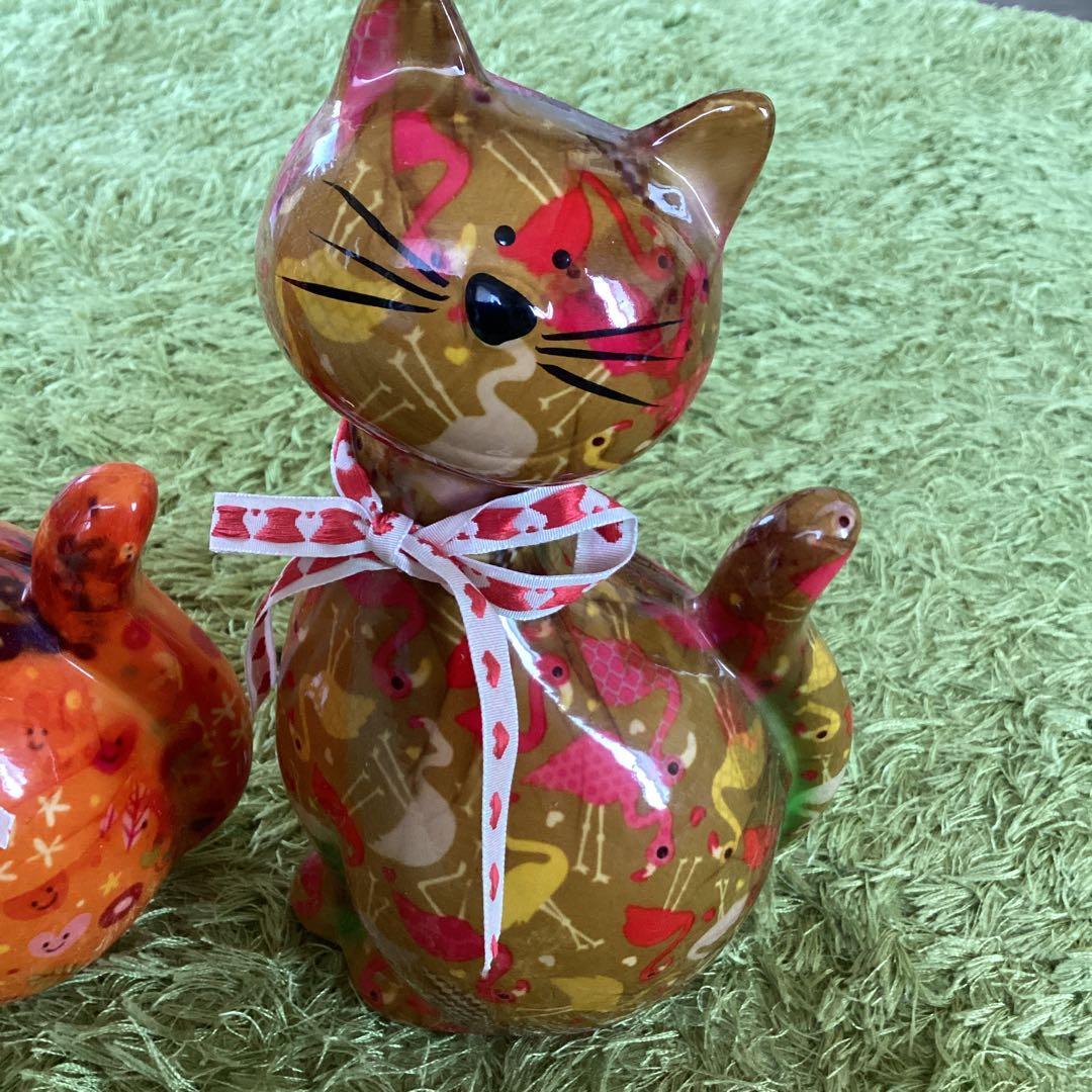 POMME PIDOU（ポンピドゥ)セラミック製貯金箱 カラフルな猫の置物セット