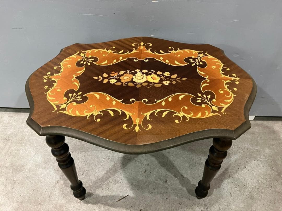 『イタリア製』サイドテーブル ナイトテーブル テーブル コンソール 花台 象嵌