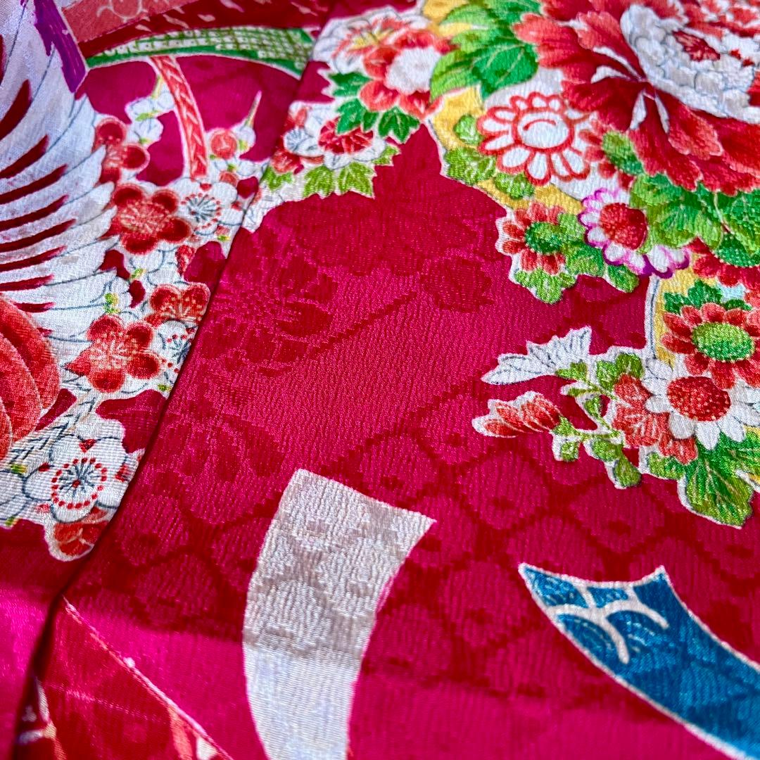 正絹 アンティーク着物 レトロ着物 ☆宝船 鶴丸 おめでたいがいっぱい 七五三