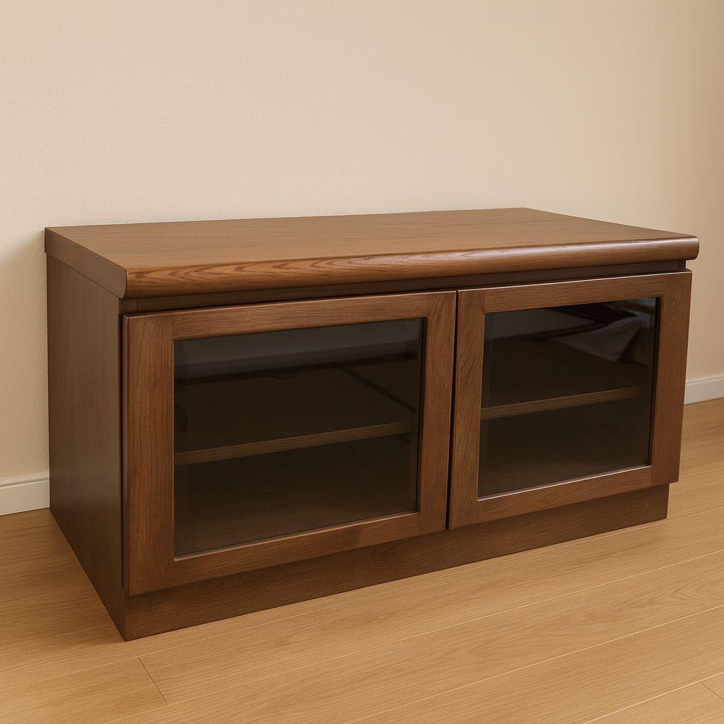 ​【karimoku】カリモク製 木製ローボード/テレビ台 W88cm ガラス扉