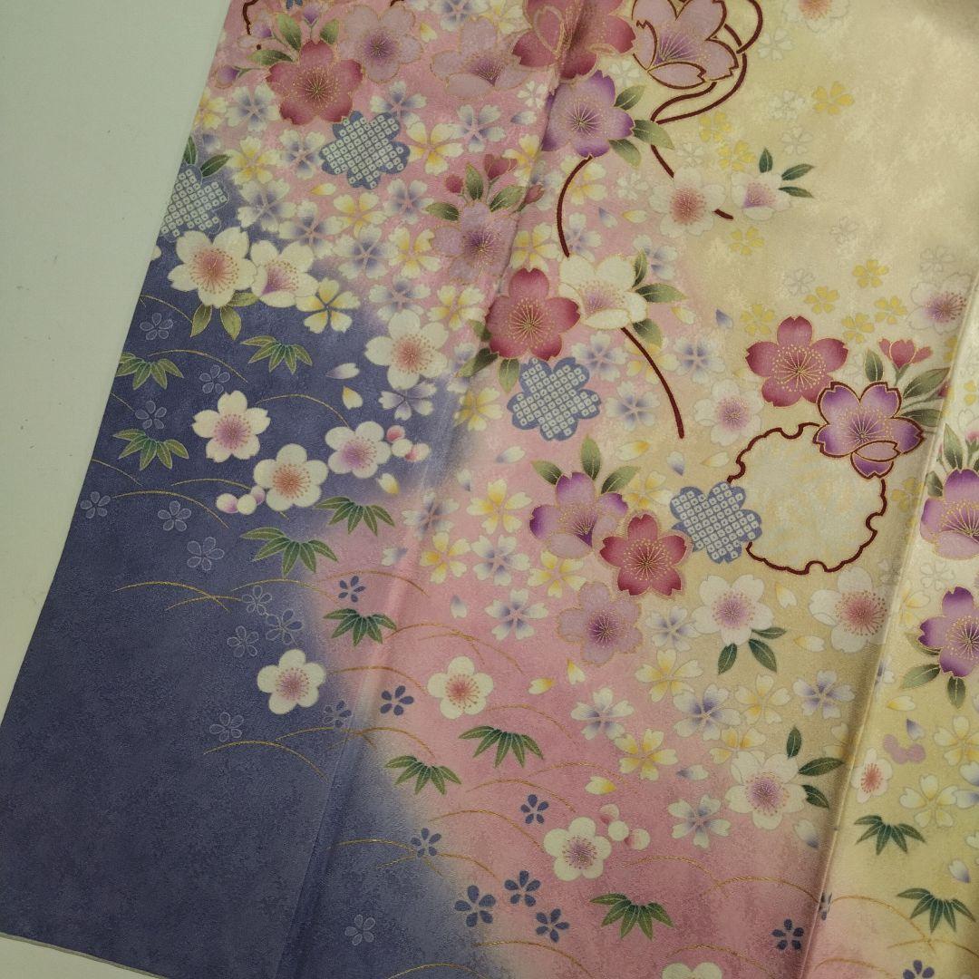 こ*う様 振袖 正絹 雪輪 桜 ぼかし染 広衿 袷 着物 翼-238