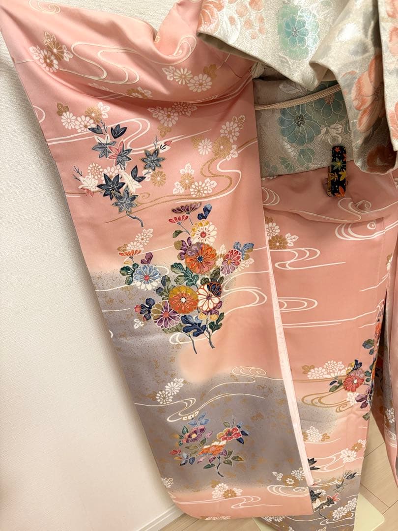 振袖フルセット ピンク グレー 古典柄 金彩 ミントグリーンsMH2512141