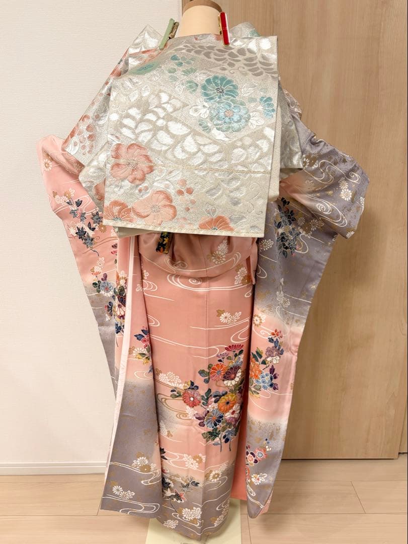 振袖フルセット ピンク グレー 古典柄 金彩 ミントグリーンsMH2512141