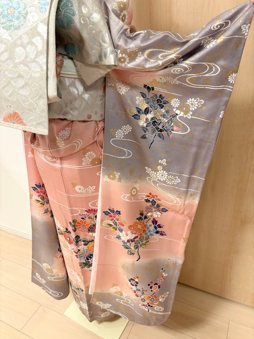 振袖フルセット ピンク グレー 古典柄 金彩 ミントグリーンsMH2512141