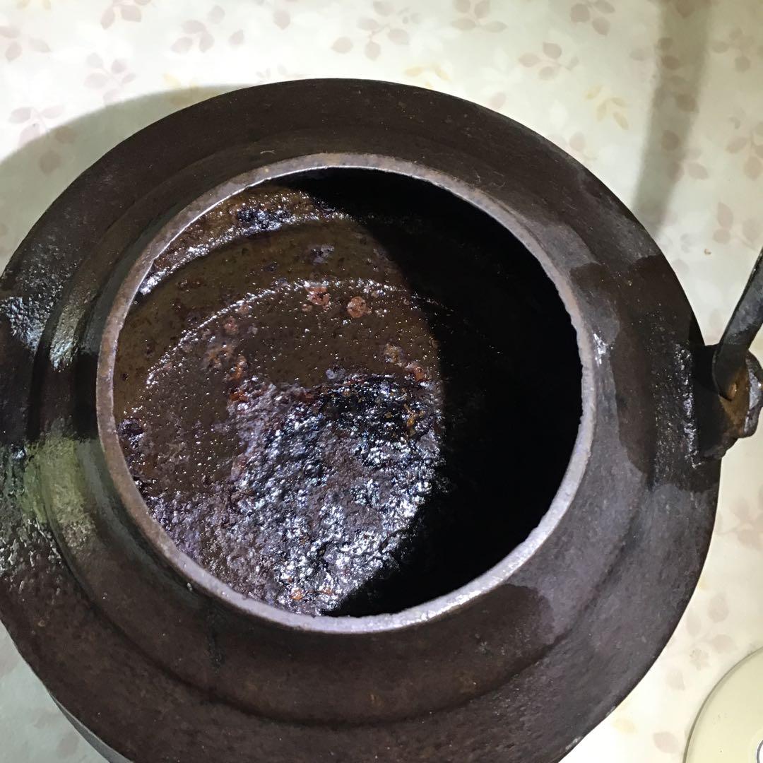 囲炉裏，火鉢様　時代物　大鉄瓶　3L容量