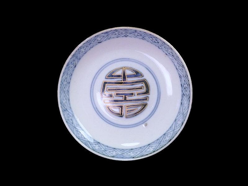 古伊万里　金襴手　鳳凰に赤玉唐草の図　大振蓋茶碗　AS-CXo