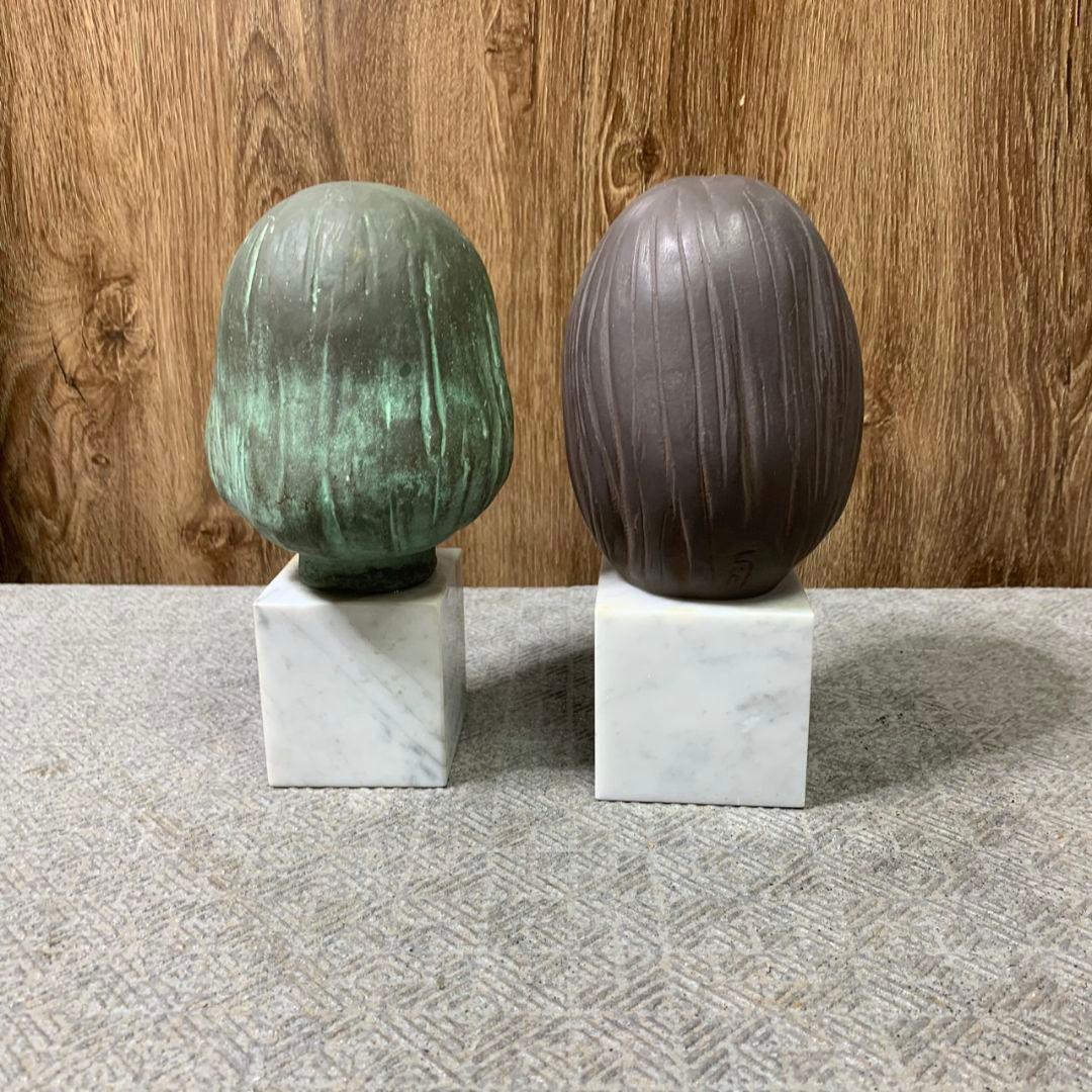 J628 舟越保武 ブロンズ像 「少女アンナ」「K嬢」　2体セット 彫刻