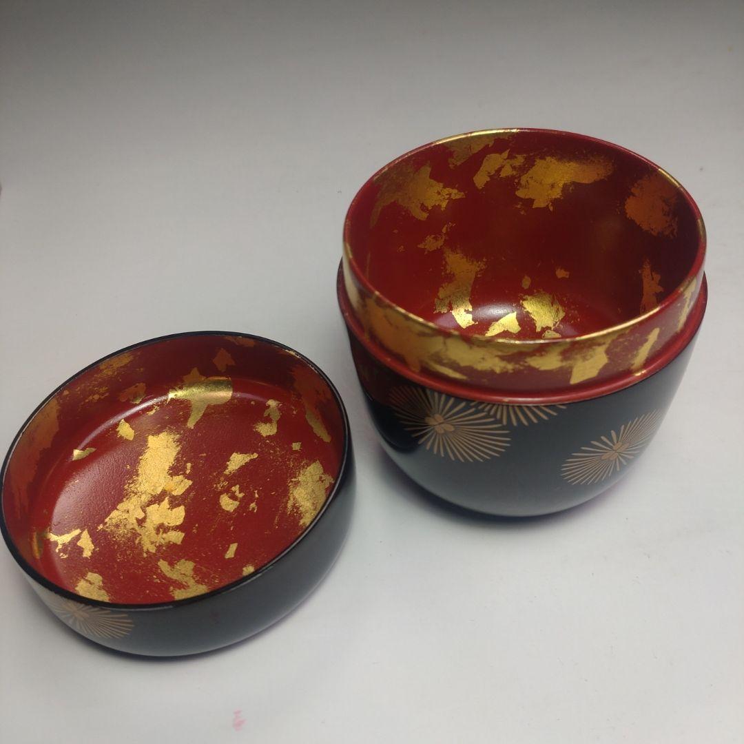 イ162 棗『而妙斎好唐松蒔絵　大棗』『中林香雪　共箱』茶道具　漆塗