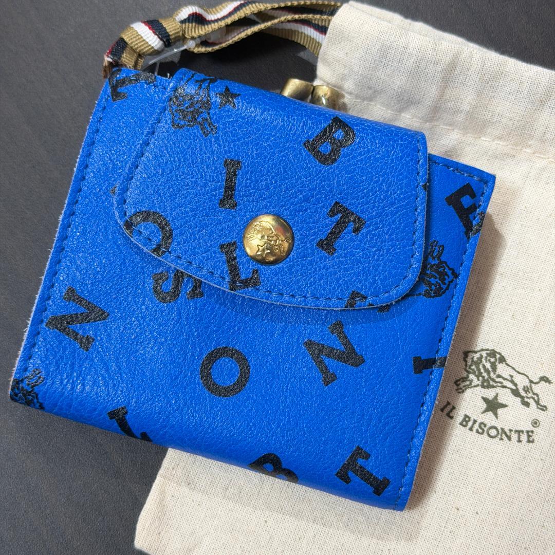 【新品未使用】イルビゾンテ 二つ折り 財布 がま口 ロゴ ブルー系　セット