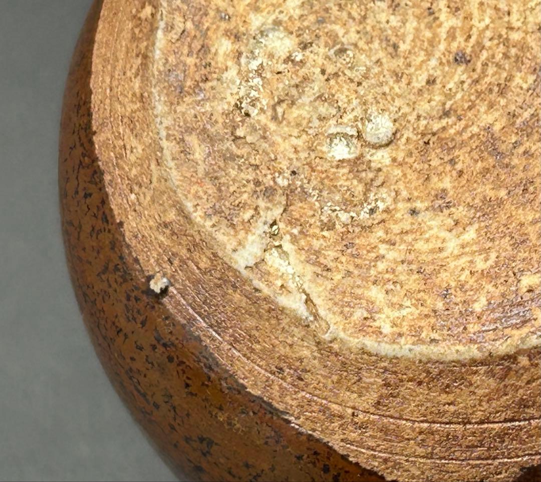 陶器　瀬戸焼　古瀬戸肩衝茶入　加藤作助造　仕覆付き　茶道具　茶道　印あり