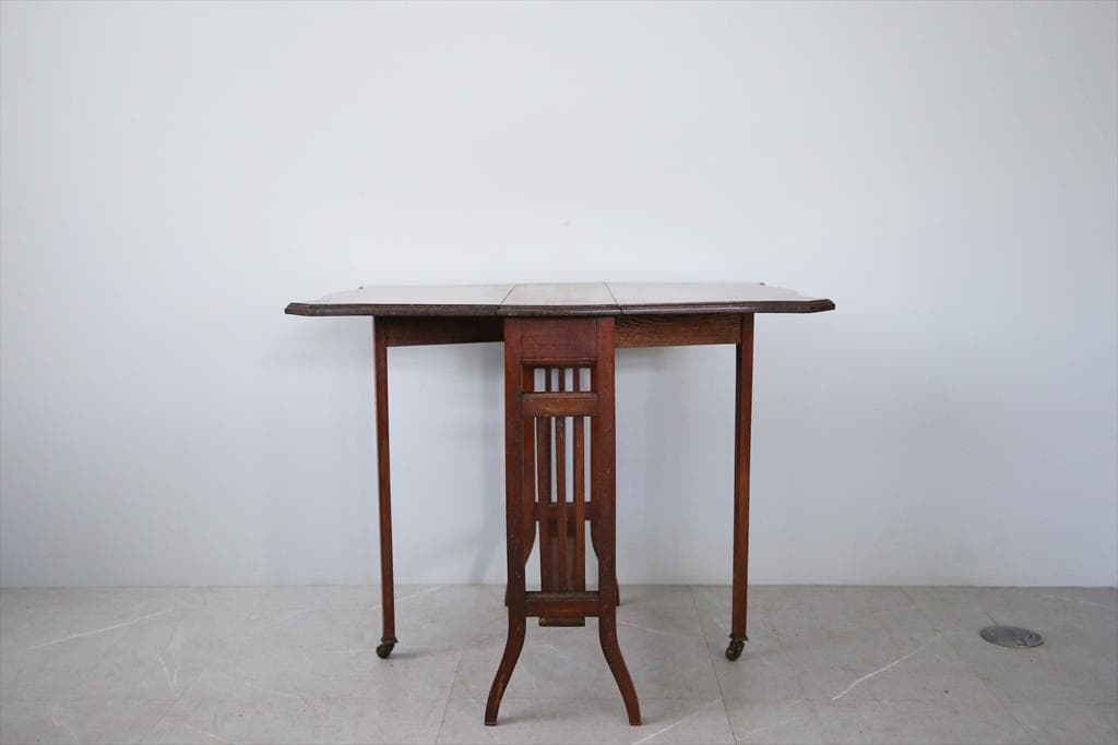 英国アンティーク木製ゲートレッグテーブル/ダイニング机/バタフライ(88-14)