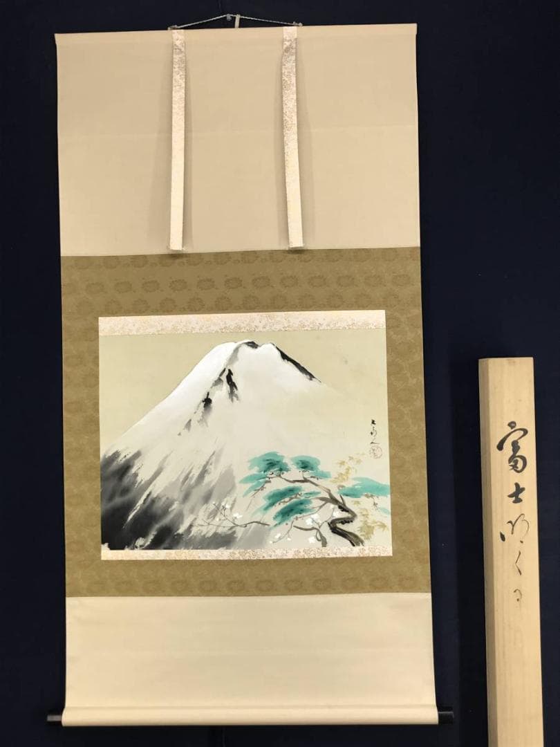 作者不詳/春景桜富士図/富士山図/山水図/掛軸/名家伝来/AD-169