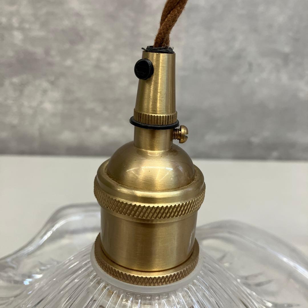 昭和レトロ アンティーク ペンダントライト 真鍮 ガラスシェード 照明器具