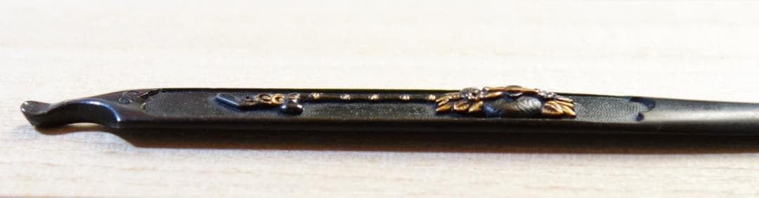 【 赤銅魚子地 祝飾図笄 】鍔 鐔 笄 日本刀 刀装具 武具 骨董 アンティーク