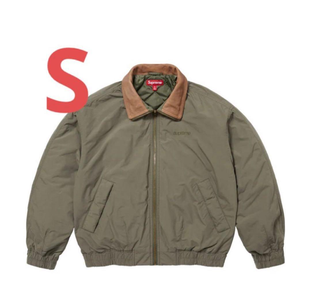 Sサイズ Supreme Leather Collar Jacket Olive