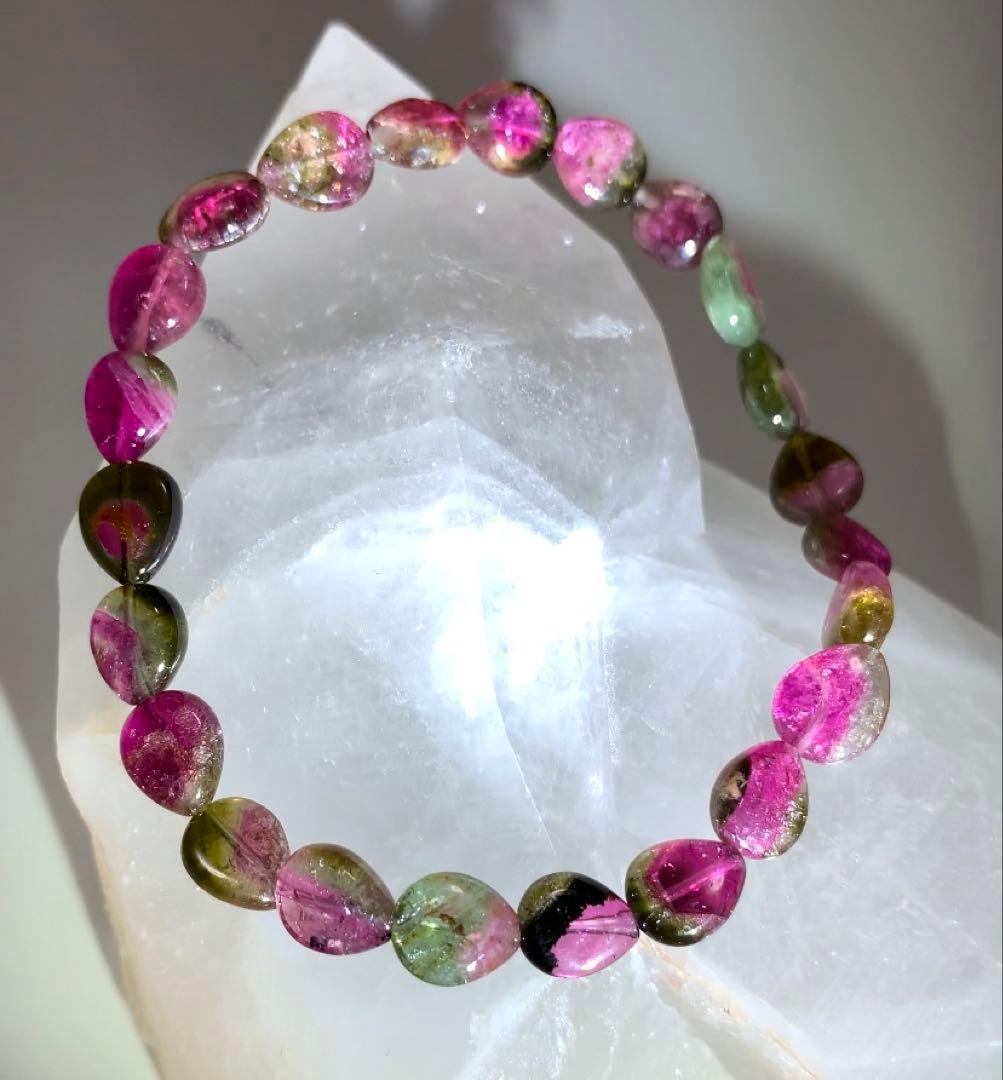 ★ユッキー様★ ウォーターメロントルマリン　雫型　ブレスレット　★高品質宝石質★