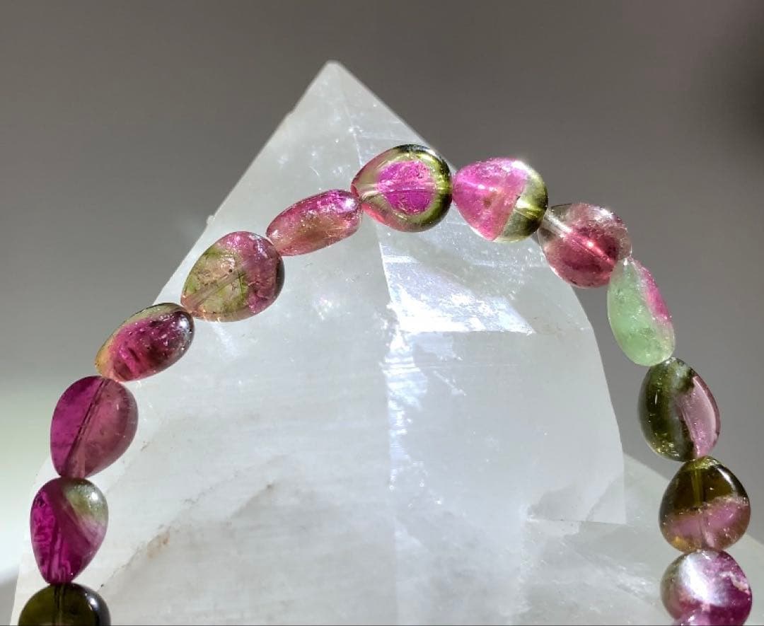 ★ユッキー様★ ウォーターメロントルマリン　雫型　ブレスレット　★高品質宝石質★