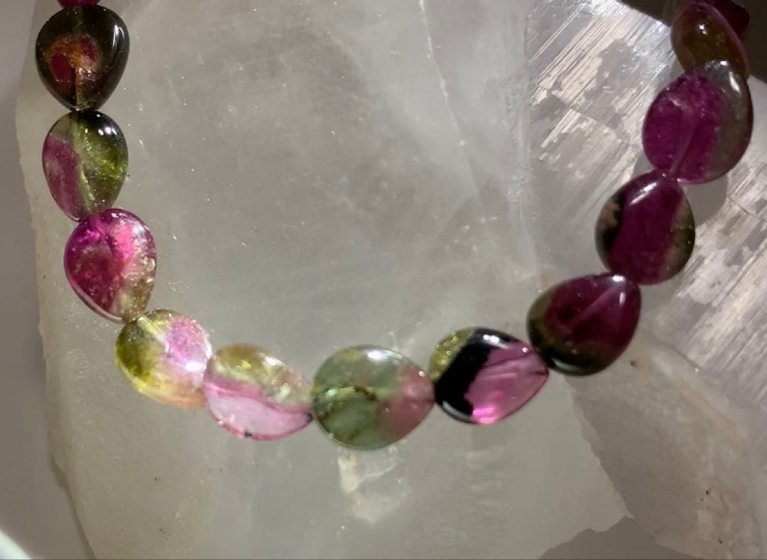 ★ユッキー様★ ウォーターメロントルマリン　雫型　ブレスレット　★高品質宝石質★
