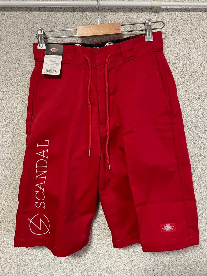 【新品】Dickies SCANDALロゴ 赤ショートパンツ 28 ディッキーズ