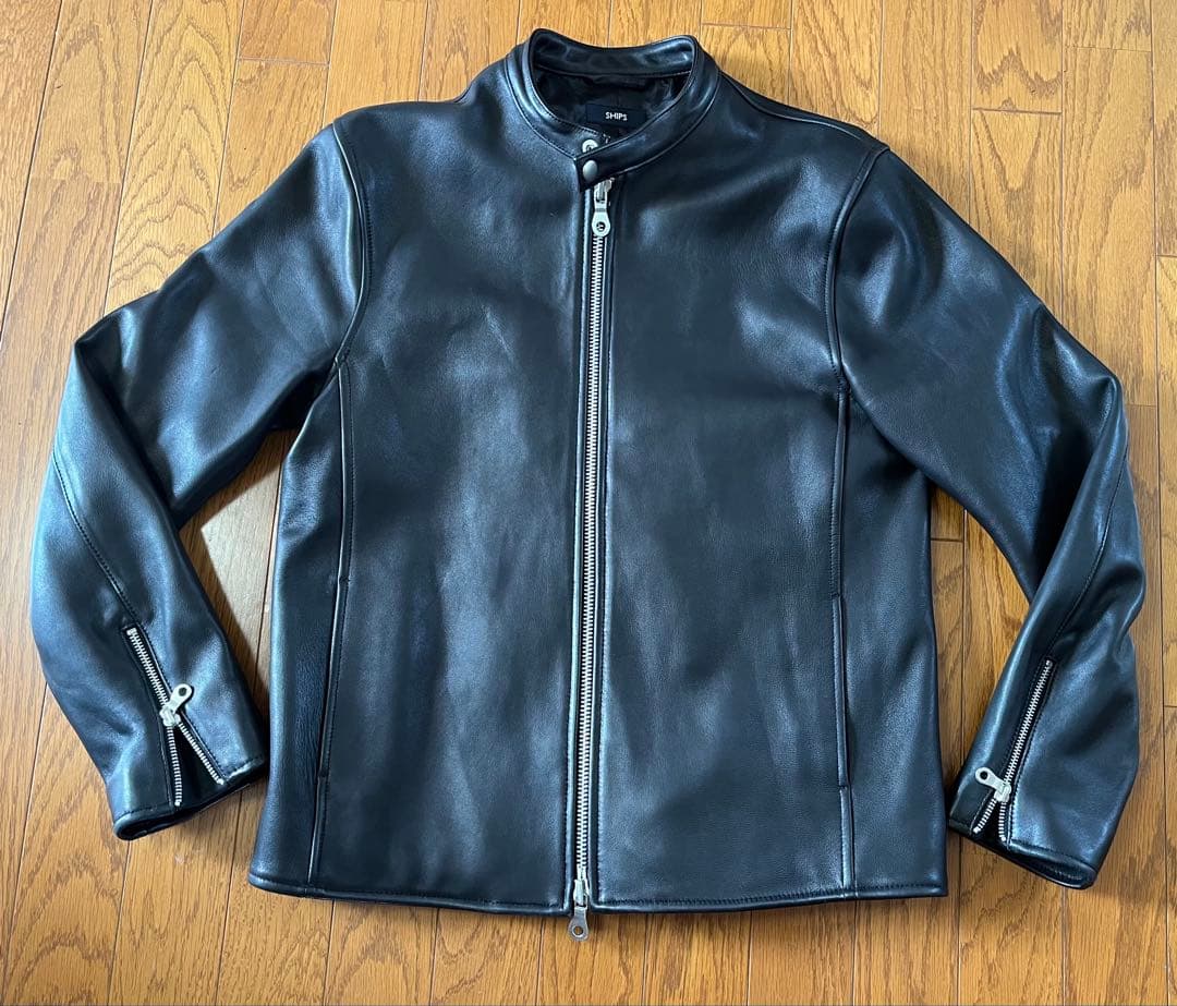 ◆shipsシップス　本革ラムレザージャケット　シングル黒L アローズビームス◆