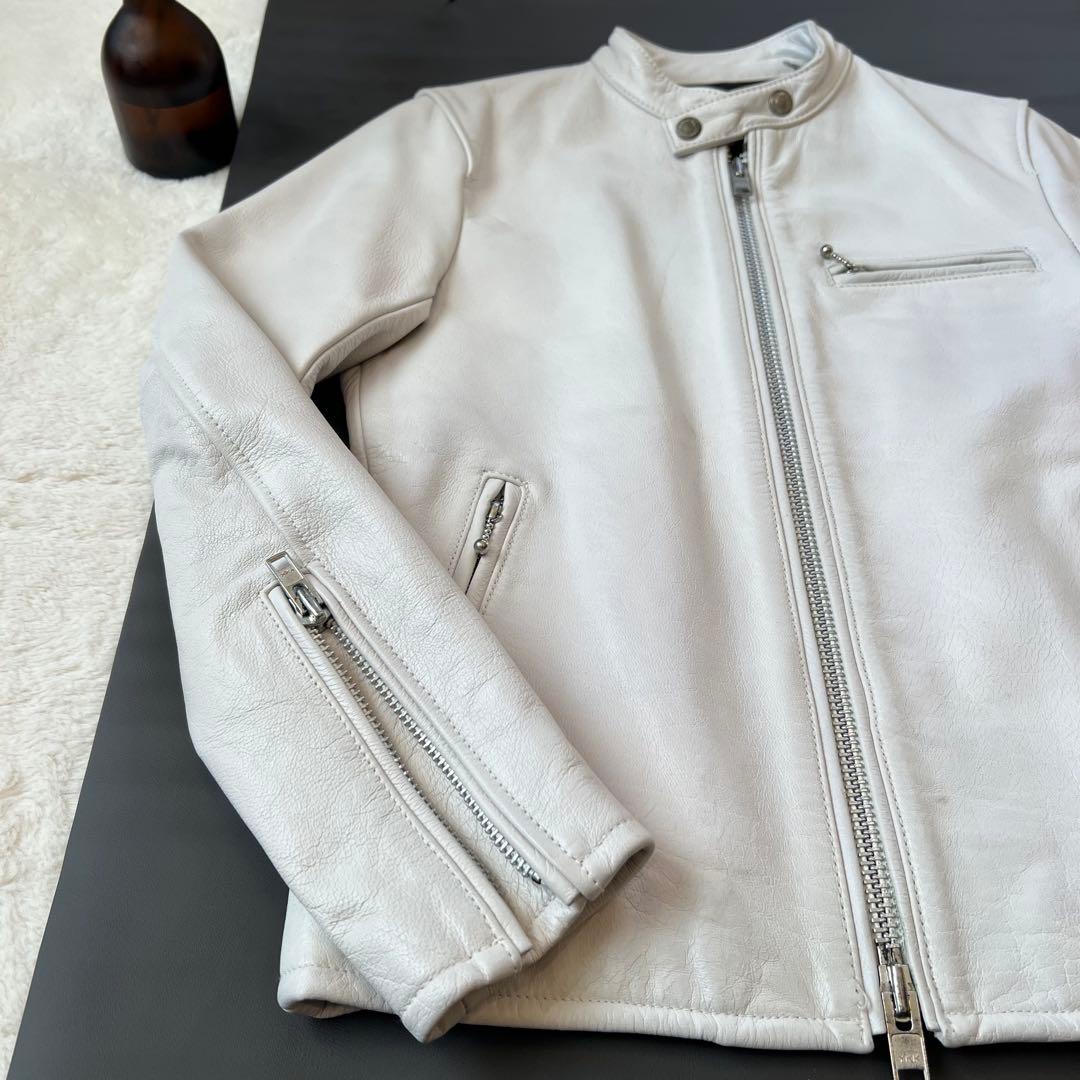 美品✨ VANQUISH レザーシングルライダースジャケット S ホワイト