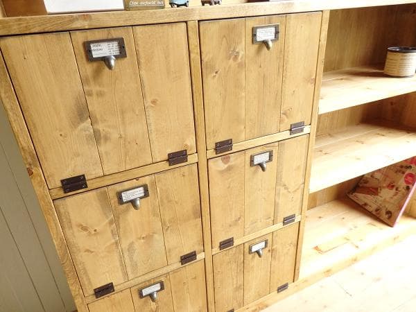 サイズデザインオーダー可ワイド６枚バッタンキャビネットナチュラルブラウン受注製作