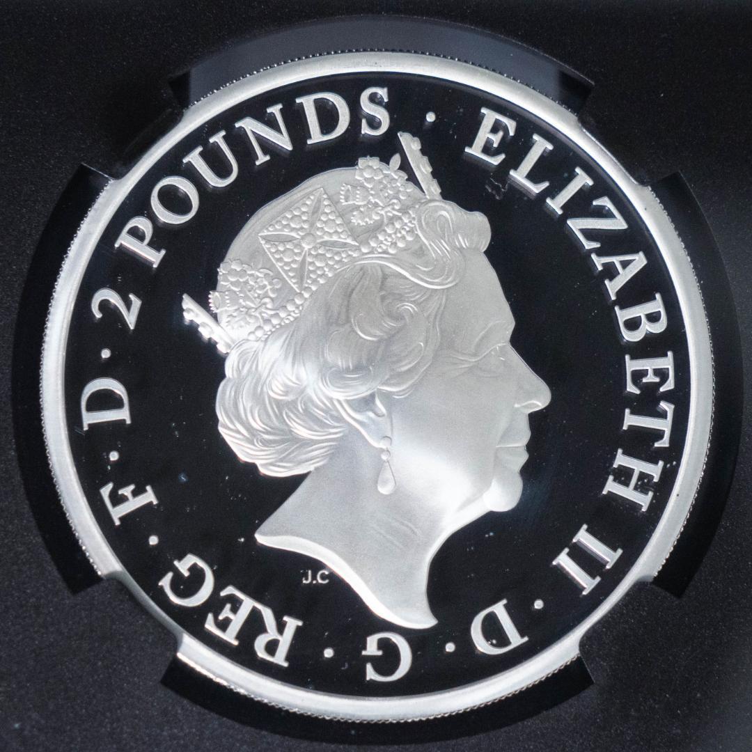 2017 クイーンズビースト ライオン NGC PF70UC 2ポンド 銀貨