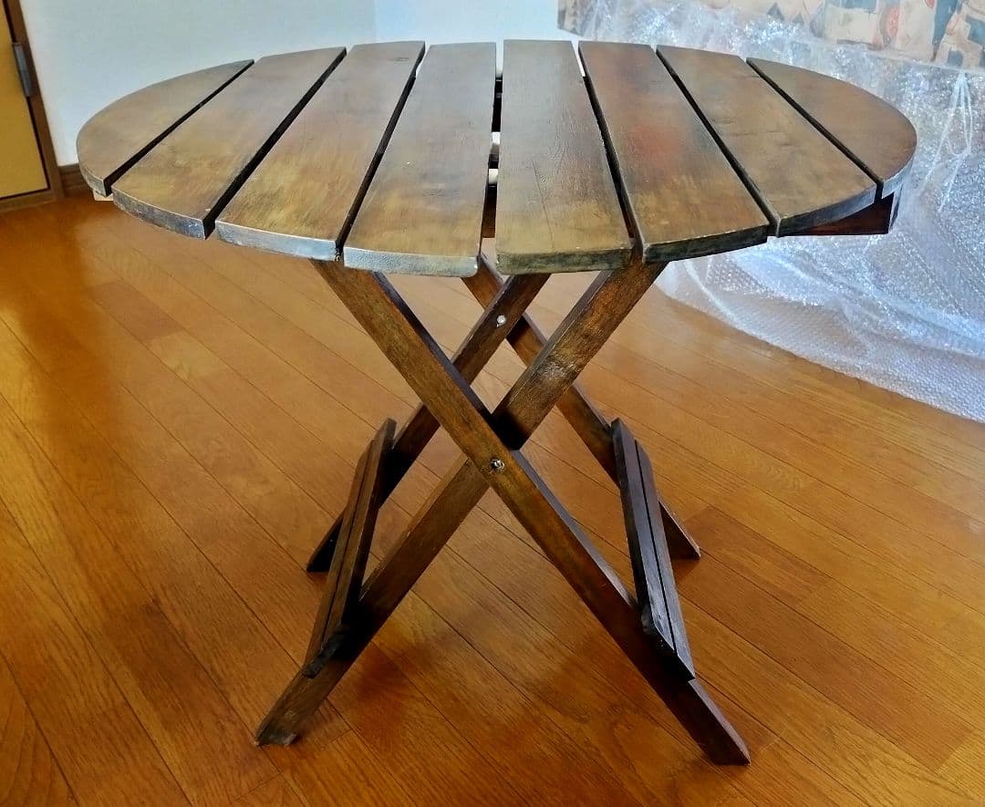 木製折りたたみ円卓 ダークブラウン 直径60cm