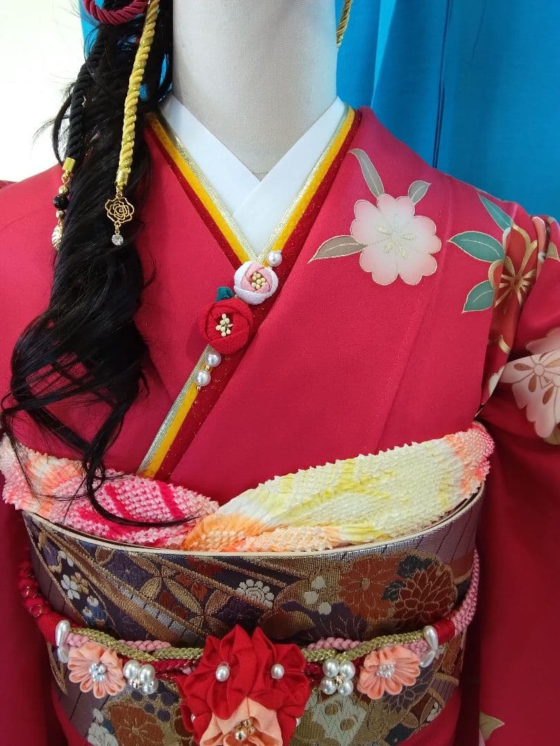 ❰-超得-❱振袖フルセット、正絹振袖セット、重ね衿、帯揚げ帯締め、袋帯、襦袢