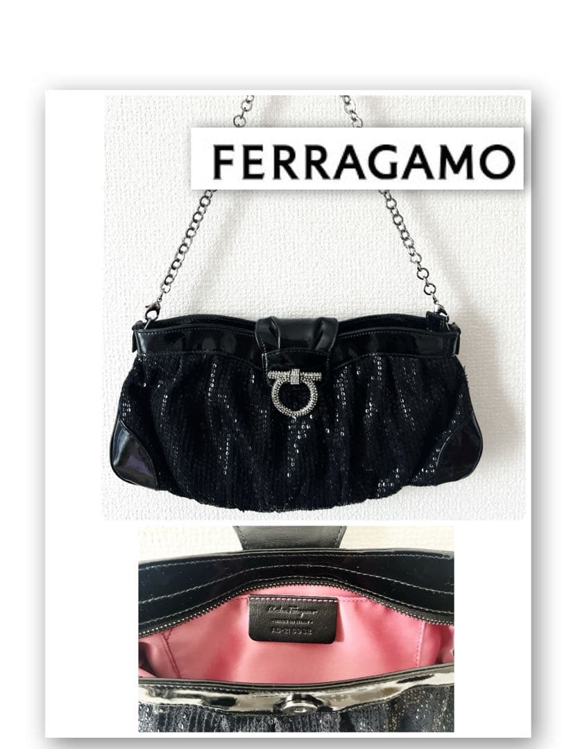 【美品】サルヴァトーレフェラガモ パーティーバッグ スパンコール