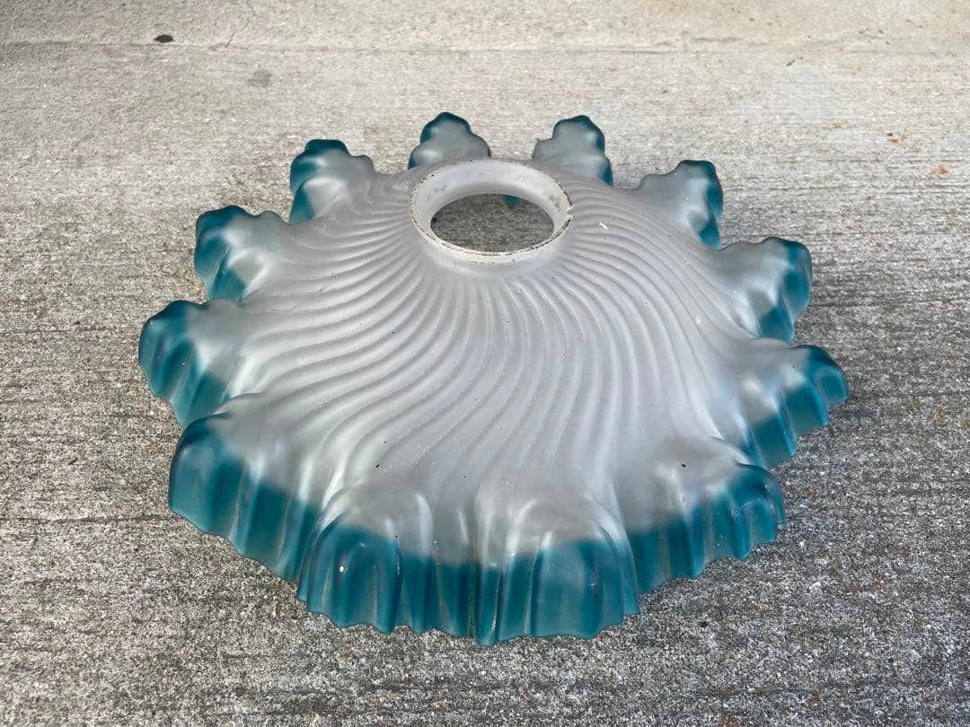 96. 40’s フランスアンティーク　古民家 ガラスシェードペンダントランプ