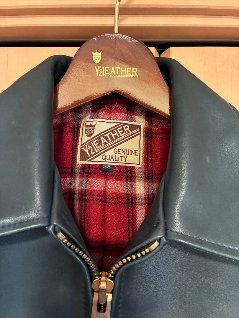 うなぎ　Y2LEATHER レザージャケット　ダークブルー　38