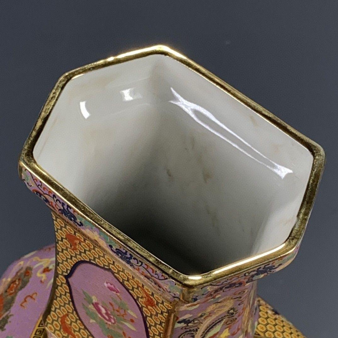 清代乾隆粉彩蒔金花鳥花瓶 景徳鎮 陶磁器 装飾品 現代工芸品 美術品 置物