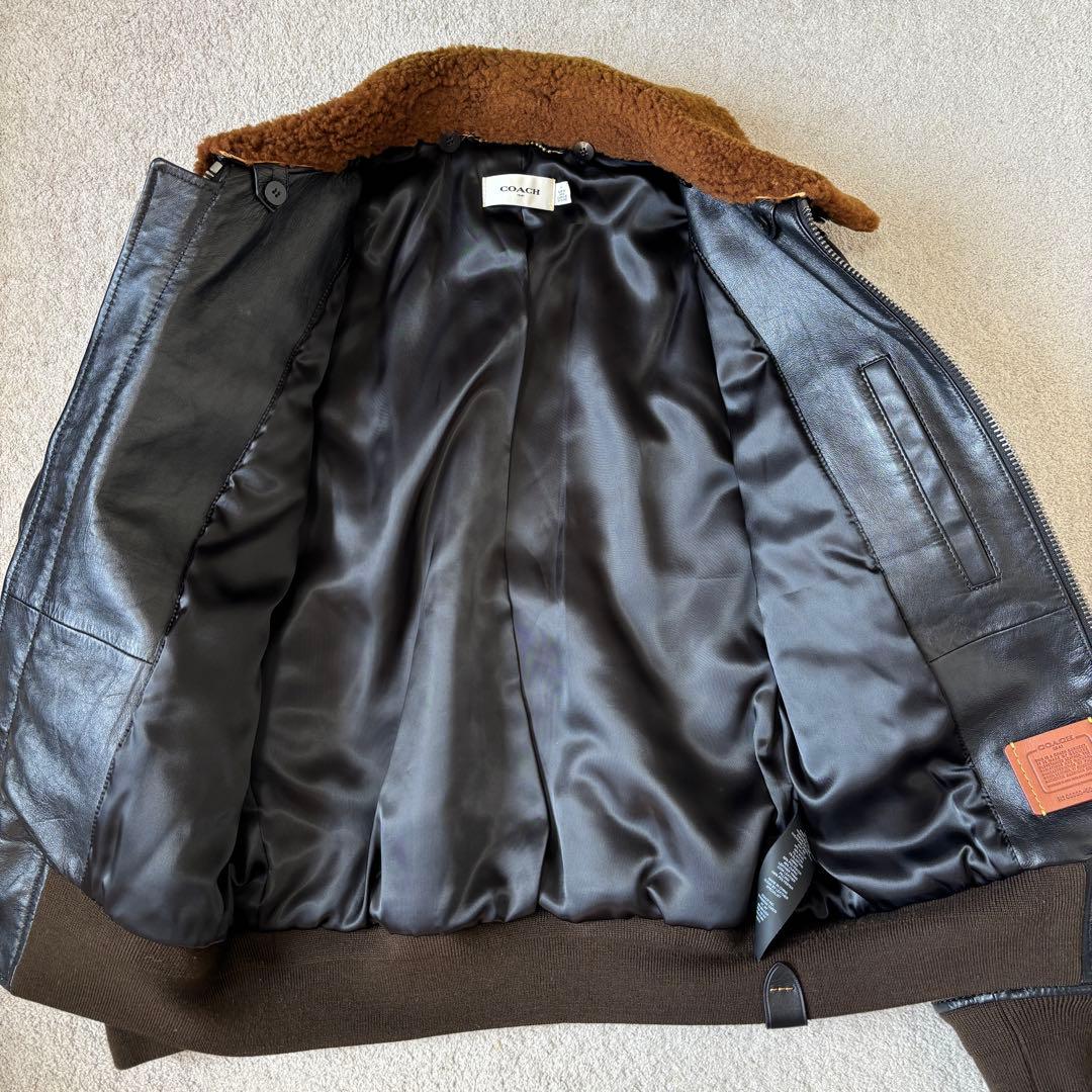 美品 コーチ 羊革 シアリングカラー アビエイタージャケット 2WAY ボア
