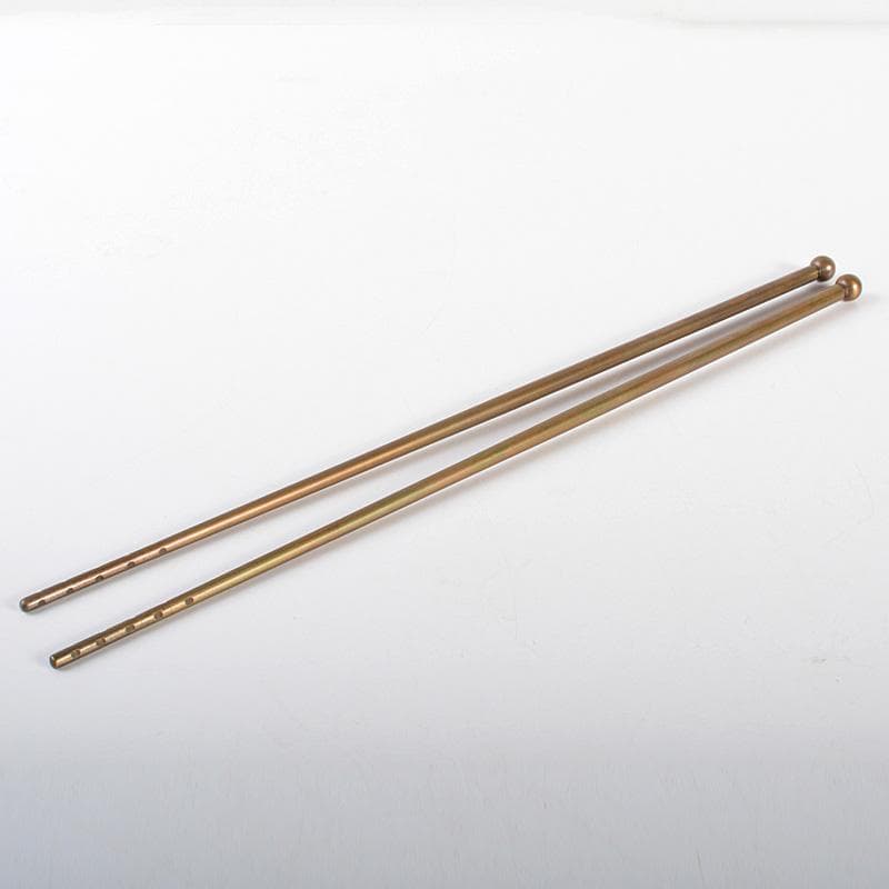 茶道具　釜師　名越弥五郎作　古銅　宣徳　宝珠頭火箸　共箱　C　6220