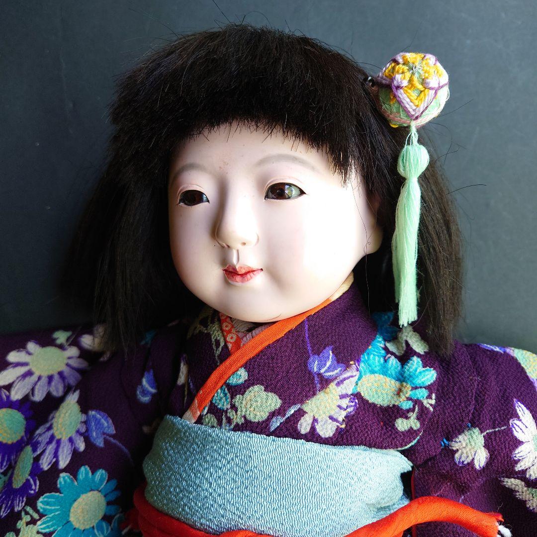 市松人形　小さな春水　昭和初期　10号　昭和初期　縮緬振袖　縮緬帯　アンティーク