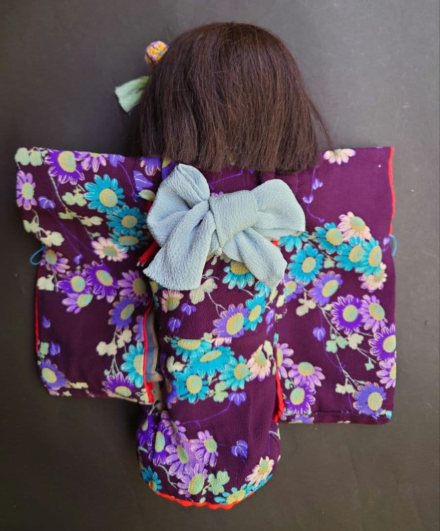 市松人形　小さな春水　昭和初期　10号　昭和初期　縮緬振袖　縮緬帯　アンティーク