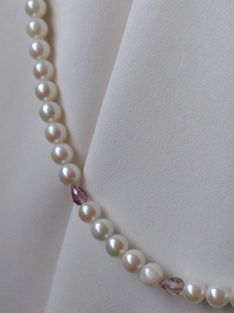 アコヤ真珠ベビーパール、グリーントルマリン、ピンクトルマリン、3WAYネックレス