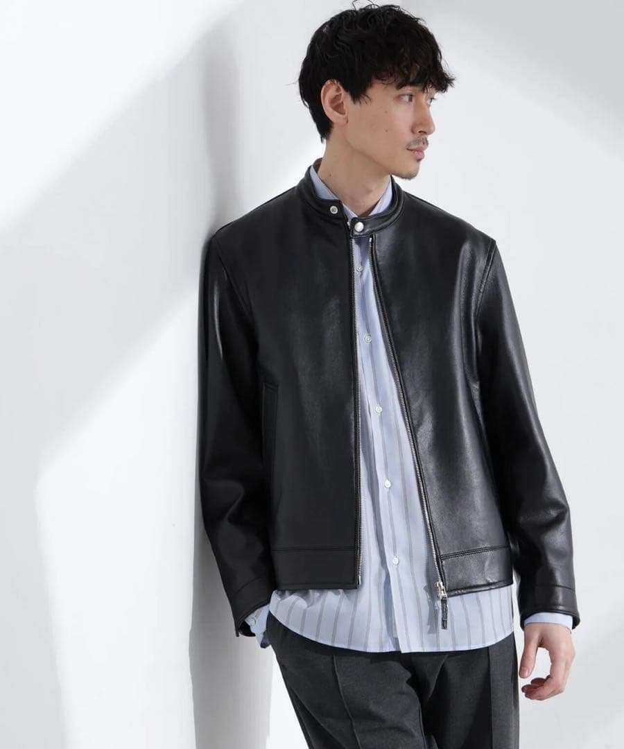 新品　ナノユニバース　ライトラムナッパシングルライダース　ジャケット　羊革