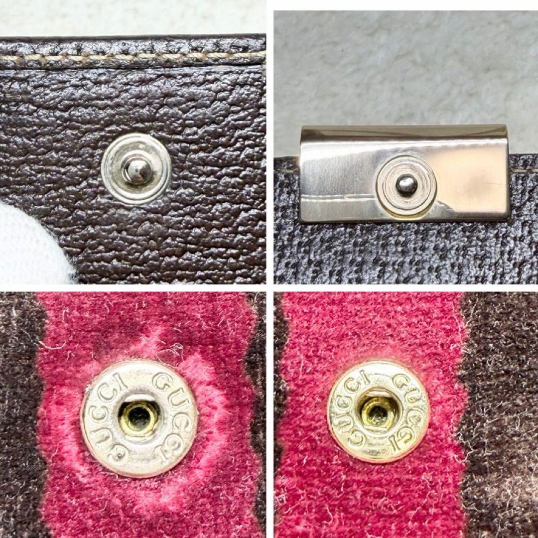 希少　GUCCI グッチ キャンバス レザー 折り財布 ウォレット ブラウン