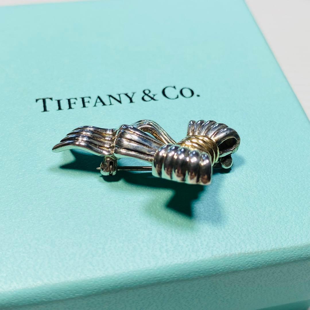 ティファニー　ビンテージリボンブローチ　STR 14K シルバー925 14K