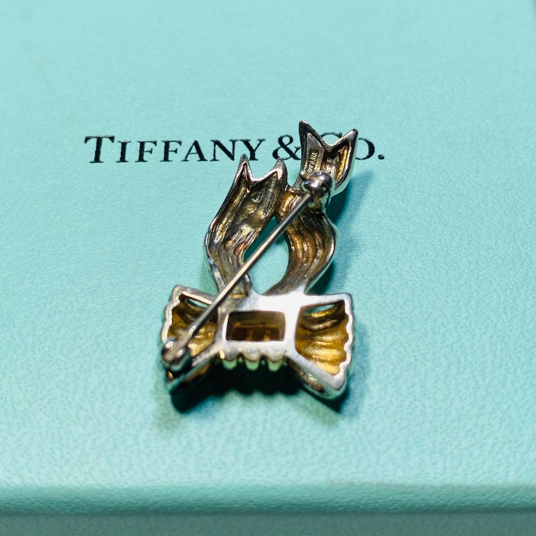 ティファニー　ビンテージリボンブローチ　STR 14K シルバー925 14K